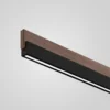 Quitani Lámpara colgante LED Keijo, negro/nuez, longitud 143 cm