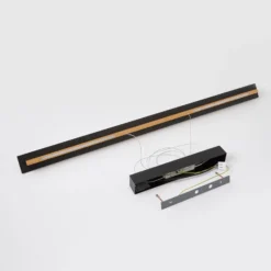 Quitani lámpara colgante LED Lexa, roble/negro, longitud 118 cm