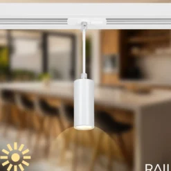 RAIL 230 V sistema de riel, blanco, 4 LED colgantes, longitud 1,5 m
