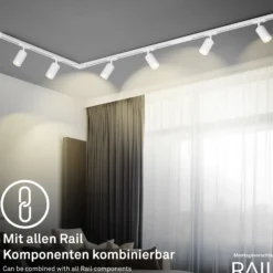 RAIL 230 V sistema de riel, blanco, 4 LED colgantes, longitud 1,5 m