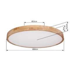 Rainer lámpara LED de techo, Ø 80 cm, efecto madera, metal, CCT