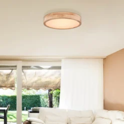 Rainer lámpara LED de techo, Ø 40 cm, efecto madera, metal, CCT