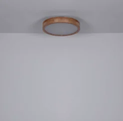 Rainer lámpara LED de techo, Ø 40 cm, efecto madera, metal, CCT