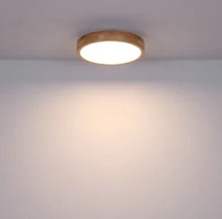 Rainer lámpara LED de techo, Ø 40 cm, efecto madera, metal, CCT