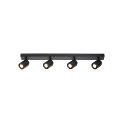 Razza downlight de techo, negro, longitud 82 cm, 4 luces, metal