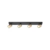 Razza downlight de techo, negro/oro, longitud 82 cm, 4 luces.