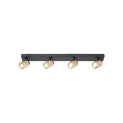 Razza downlight de techo, negro/oro, longitud 82 cm, 4 luces.