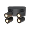 Razza downlight de techo, negro, longitud 30 cm, 4 luces, metal