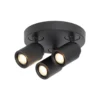 Razza downlight de techo, negro, Ø 28,5 cm, 3 luces de metal