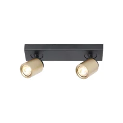 Razza downlight de techo, negro/oro, longitud 38 cm, 2 luces.