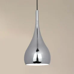 Retro - lámpara colgante de metal color cromo