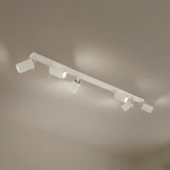 Ring downlight de techo, beige, longitud 117 cm, acero, 6 luces.