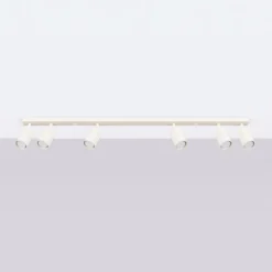 Ring downlight de techo, beige, longitud 117 cm, acero, 6 luces.