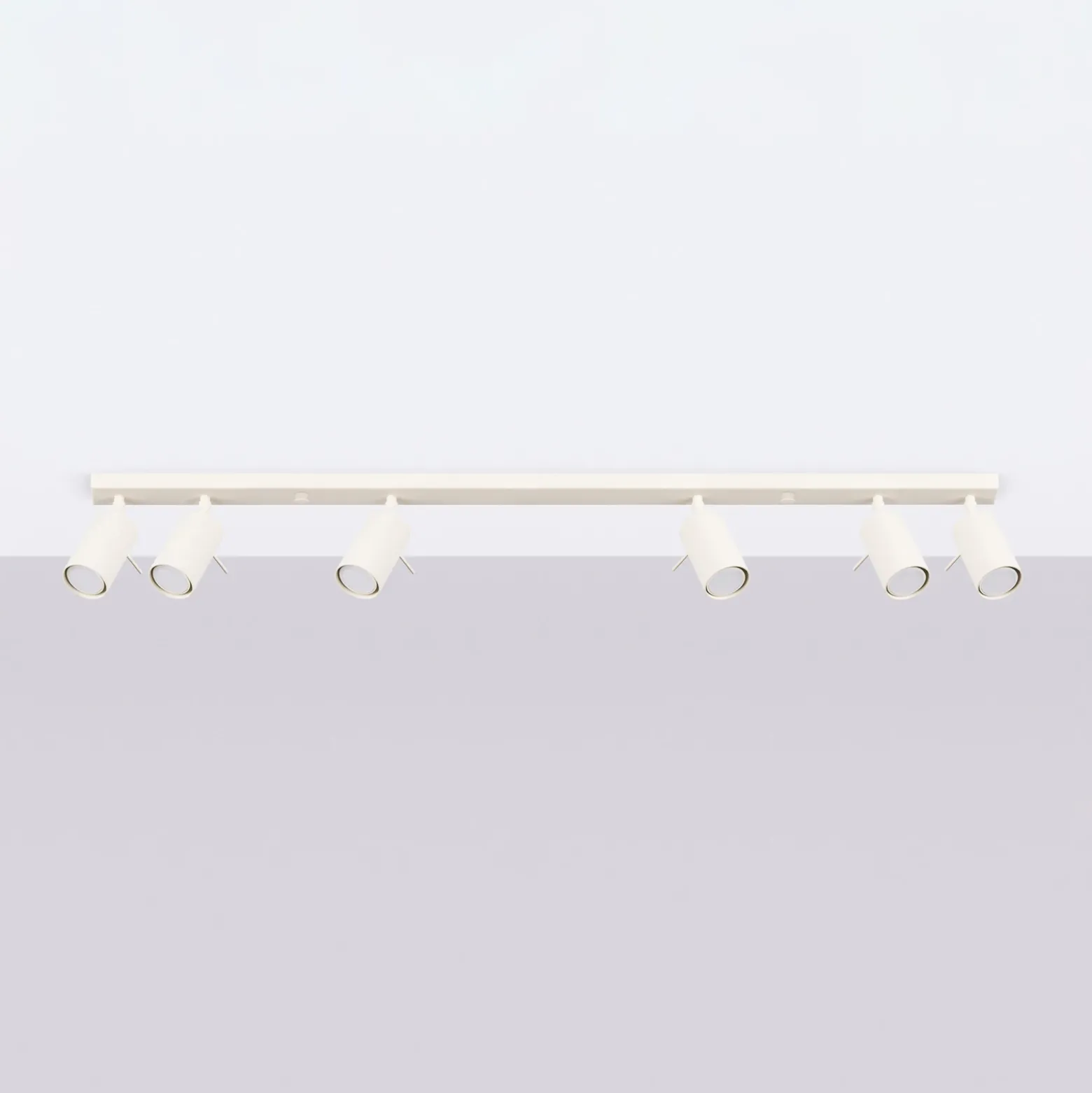 Ring downlight de techo, beige, longitud 117 cm, acero, 6 luces.