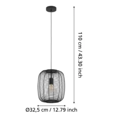 Rinroe lámpara colgante, Ø 32,5 cm, negro, acero