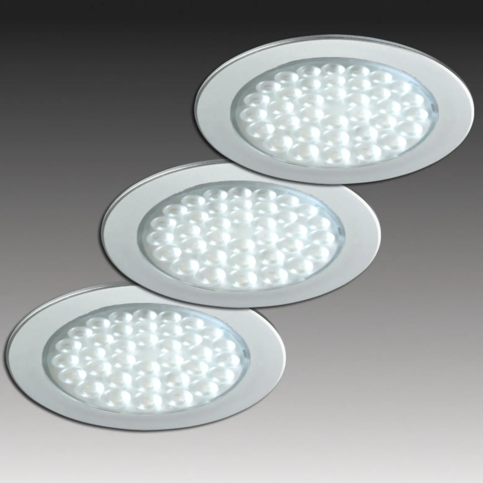 R 68-LED Foco empotrable en acero inoxidable, juego de 3