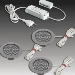 R 68-LED Foco empotrable en acero inoxidable, juego de 3