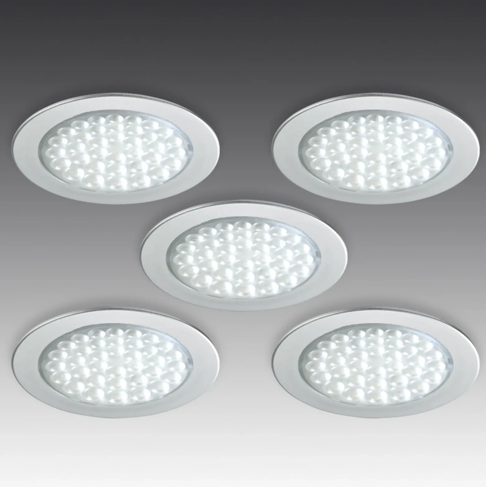 R 68-LED Foco empotrable en acero inoxidable, juego de 5