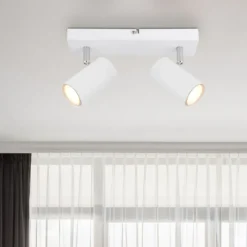 Robby downlight de techo, blanco, longitud 26 cm, 2 luces, metal