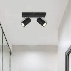 Robby downlight de techo, negro, longitud 26 cm, 2 luces, metal