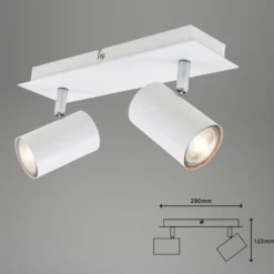 Rune plafón, orientable, 2 luces, blanco