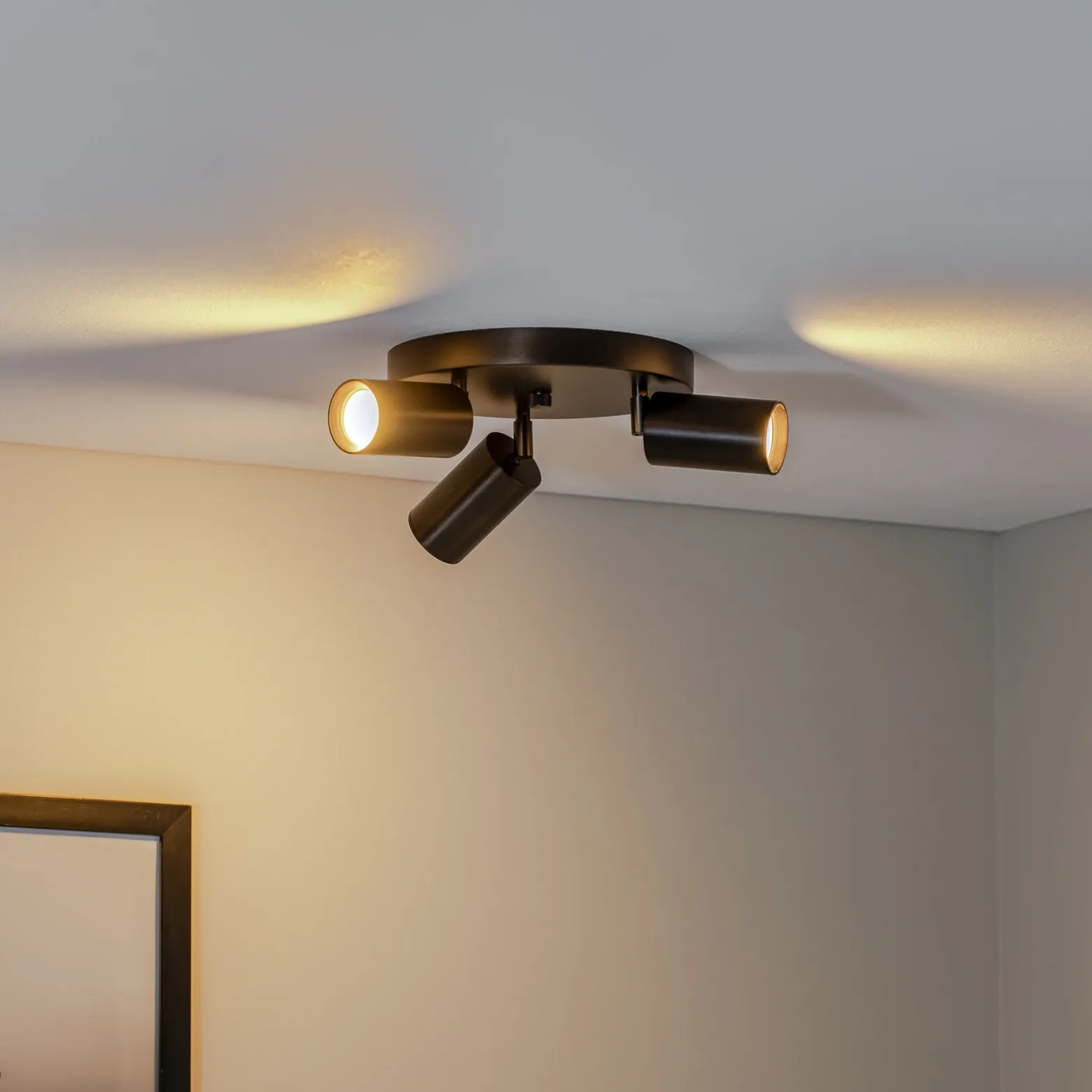 Sado downlight de techo, 3 luces, antracita, acero, regulable