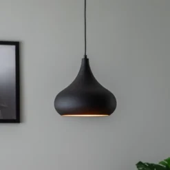 Saglam 3774 lámpara colgante 1 luz Ø30cm negro/oro