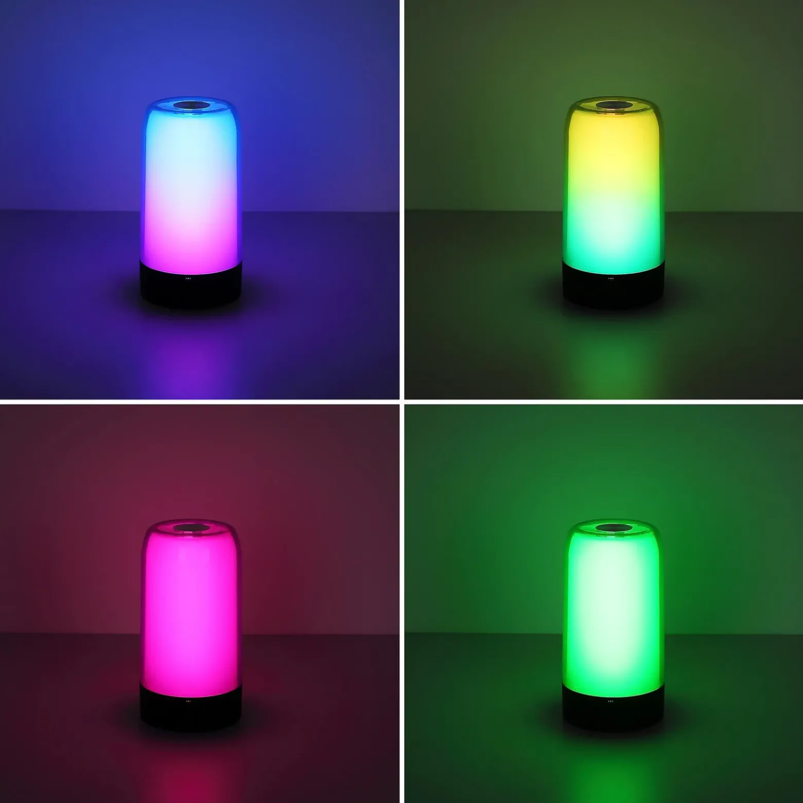 Sandrina lámpara de mesa LED recargable, gris, Ø 10 cm Bluetooth, RGB