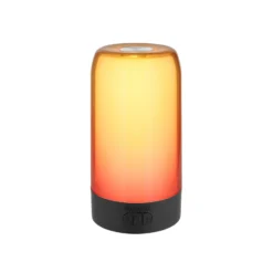 Sandrina lámpara de mesa LED recargable, gris, Ø 10 cm Bluetooth, RGB