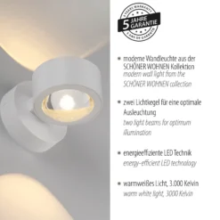Schöner Wohnen Aplique de pared LED Chia, blanco, 3000 K, arriba/abajo