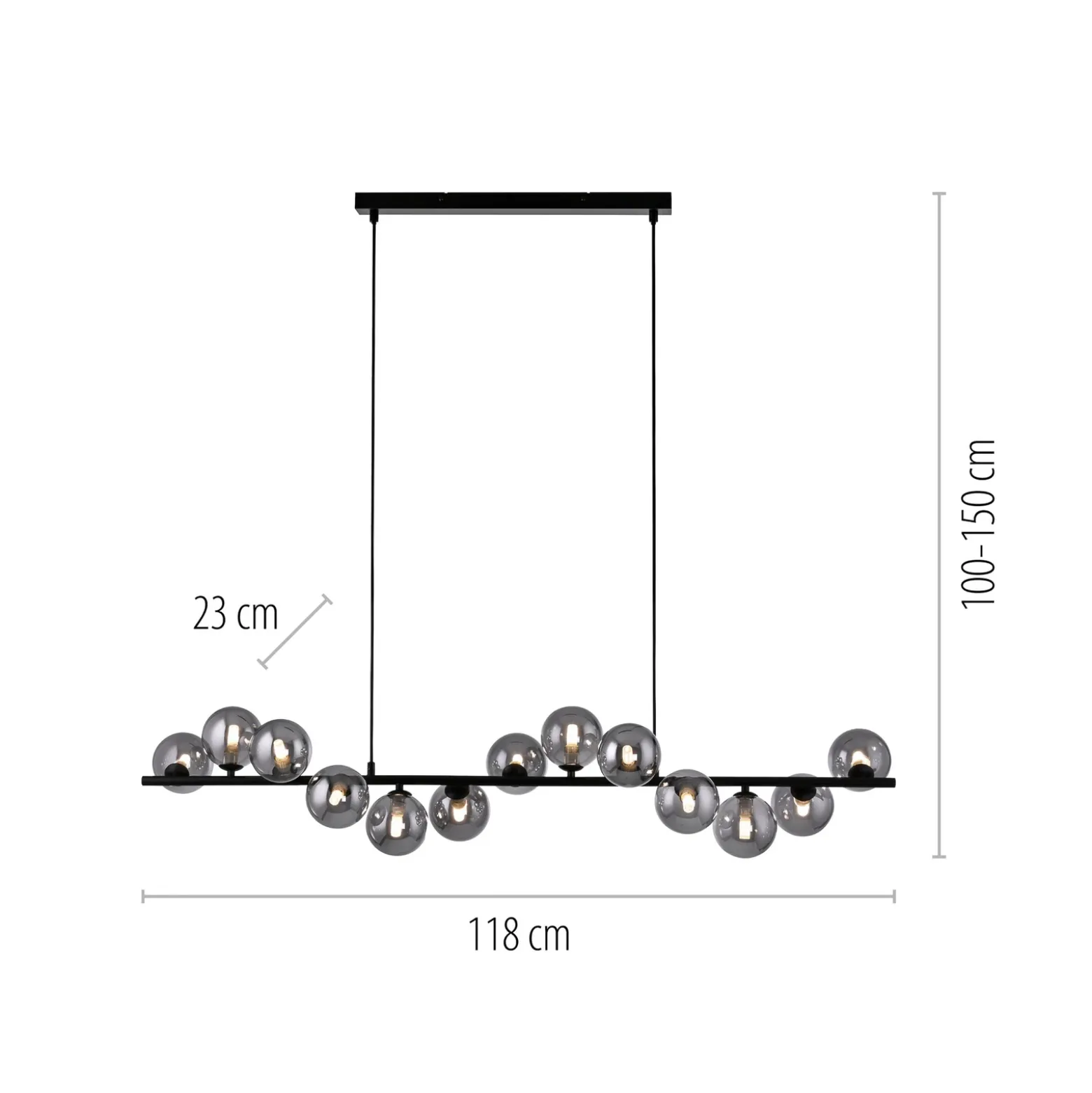 Schöner Wohnen Lámpara colgante Dubai, cristal ahumado, 13 lámparas, G9