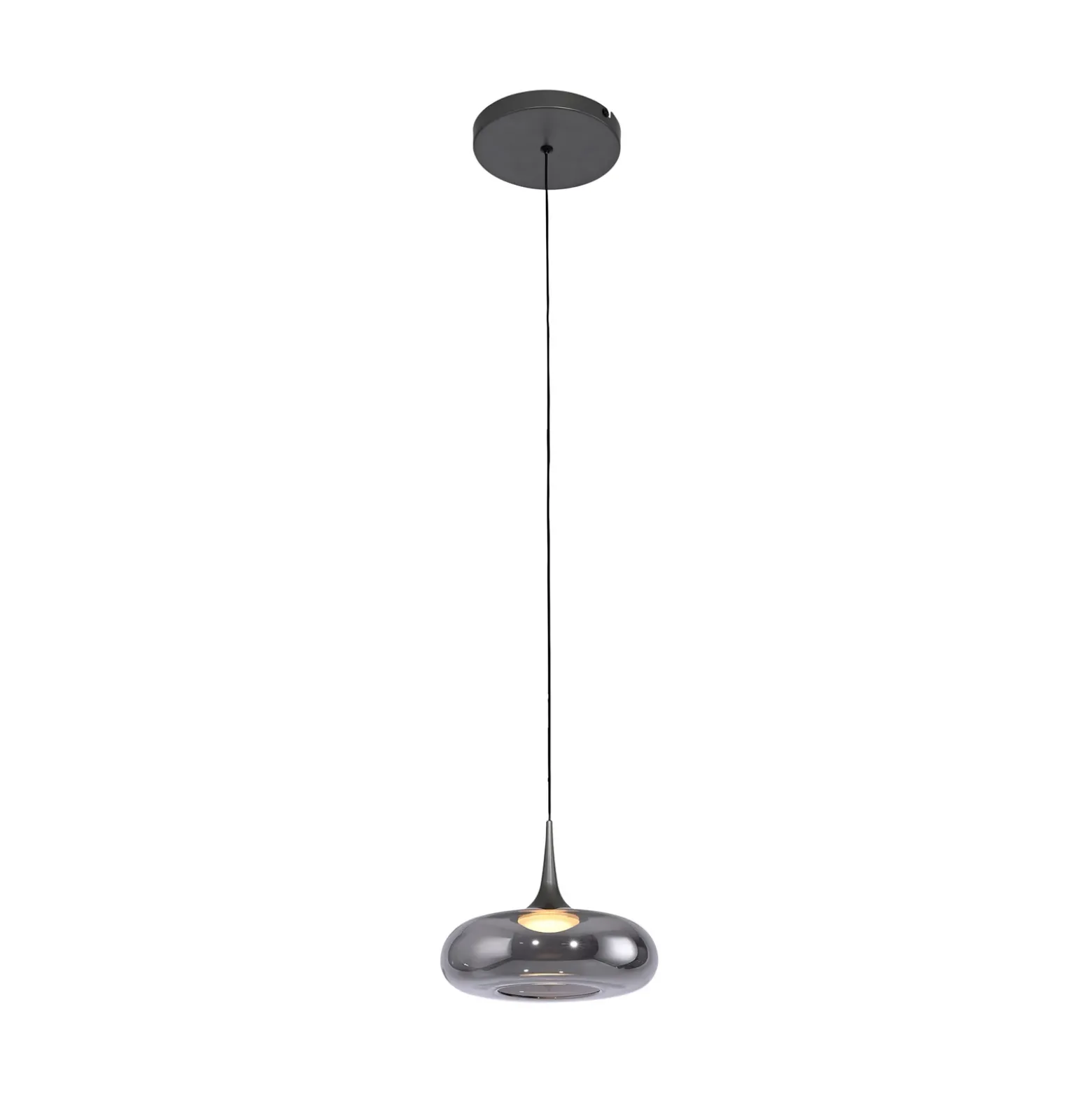 SCHÖNER WOHNEN Lámpara colgante LED Posh 1 luz, cristal ahumado, 3000 K