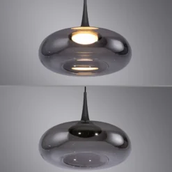 SCHÖNER WOHNEN Lámpara colgante LED Posh 1 luz, cristal ahumado, 3000 K