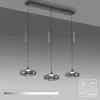 SCHÖNER WOHNEN Lámpara colgante LED Posh 3 luces, cristal ahumado, 3000 K