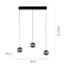SCHÖNER WOHNEN Lámpara colgante LED Lini negra 3 luces larga 3000 K