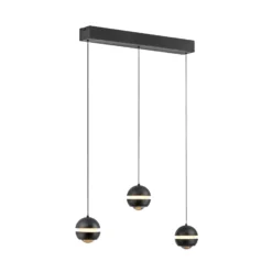 SCHÖNER WOHNEN Lámpara colgante LED Lini negra 3 luces larga 3000 K