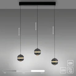 SCHÖNER WOHNEN Lámpara colgante LED Lini negra 3 luces larga 3000 K