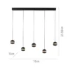 SCHÖNER WOHNEN Lámpara colgante LED Lini negra 5 luces larga 3000 K