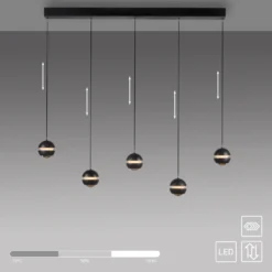 SCHÖNER WOHNEN Lámpara colgante LED Lini negra 5 luces larga 3000 K