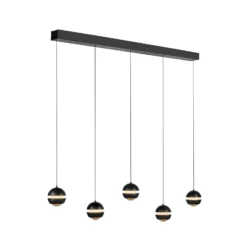 SCHÖNER WOHNEN Lámpara colgante LED Lini negra 5 luces larga 3000 K