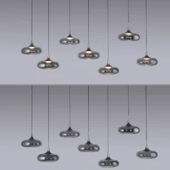 SCHÖNER WOHNEN Lámpara colgante LED Posh 7 luces, cristal ahumado, 3000 K