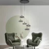 SCHÖNER WOHNEN Lámpara colgante LED Posh 5 luces, cristal ahumado, 3000 K