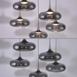 SCHÖNER WOHNEN Lámpara colgante LED Posh 5 luces, cristal ahumado, 3000 K