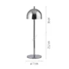 SCHÖNER WOHNEN Lámpara de mesa LED recargable Bellies, cromada, IP54
