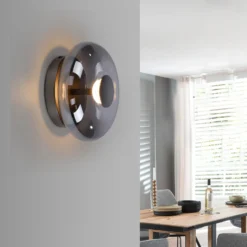 SCHÖNER WOHNEN Lámpara LED de techo Posh, cristal ahumado, 3000 K