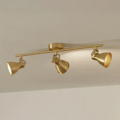 Seras downlight de techo, latón dorado cepillado, 3 luces