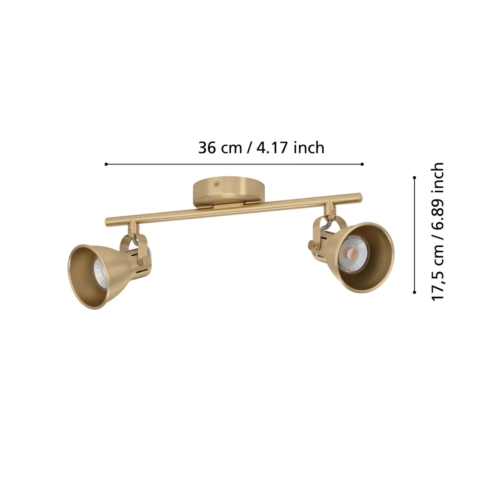 Seras downlight de techo, latón dorado cepillado, 2 luces