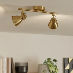 Seras downlight de techo, latón dorado cepillado, 2 luces