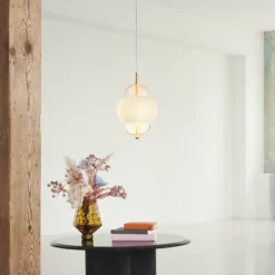 Shahin lámpara colgante, Ø 23 cm, 3 luces, blanco / transparente, cristal