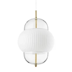 Shahin XL lámpara colgante, Ø 38 cm, 5 luces, blanco / transparente,